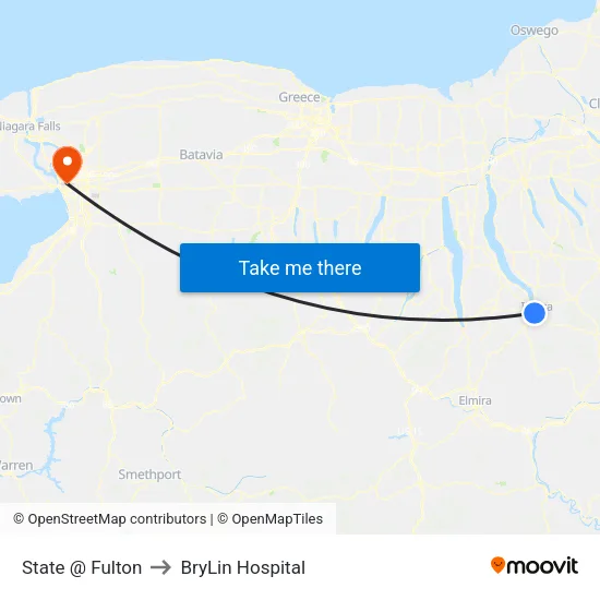 State @ Fulton to BryLin Hospital map