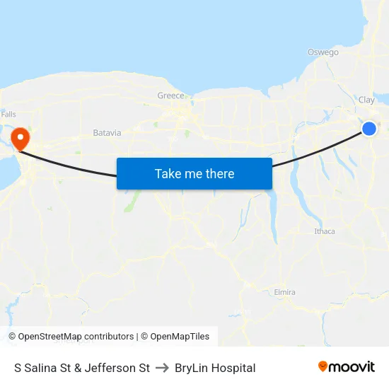 S Salina St & Jefferson St to BryLin Hospital map
