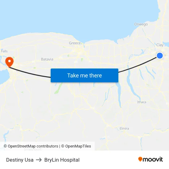 Destiny Usa to BryLin Hospital map