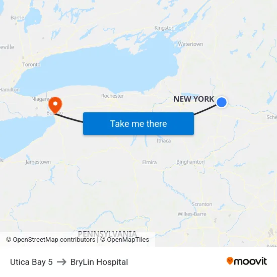 Utica Bay 5 to BryLin Hospital map