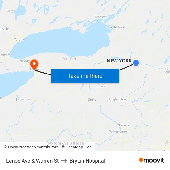 Lenox Ave & Warren St to BryLin Hospital map