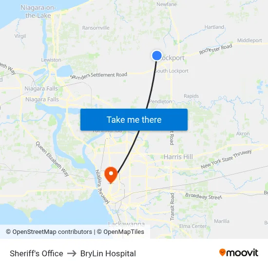 Sheriff's Office to BryLin Hospital map
