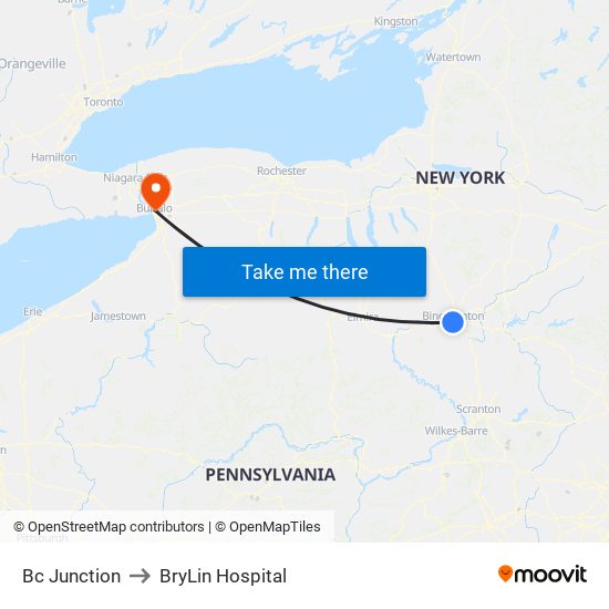 Bc Junction to BryLin Hospital map