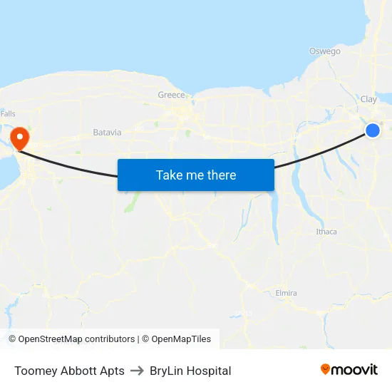 Toomey Abbott Apts to BryLin Hospital map