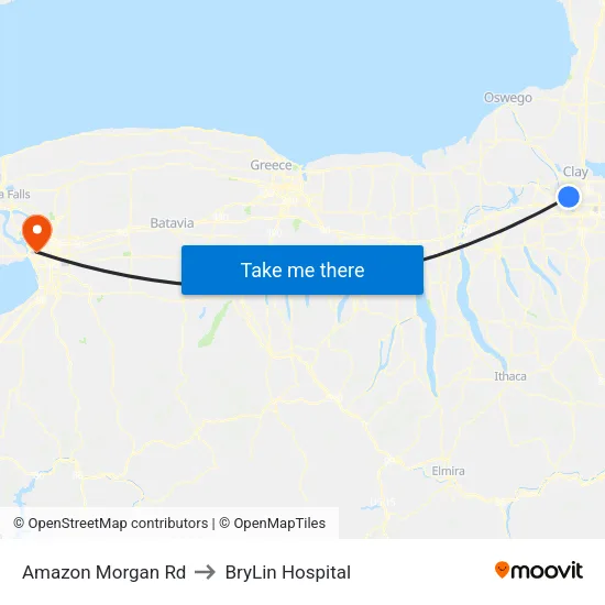 Amazon Morgan Rd to BryLin Hospital map