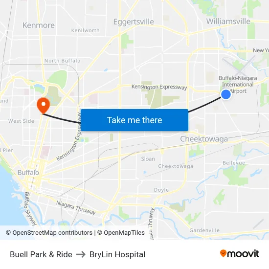 Buell Park & Ride to BryLin Hospital map