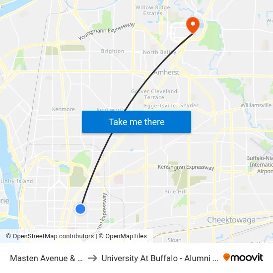 Masten Avenue & Ps 8 to University At Buffalo - Alumni Arena map