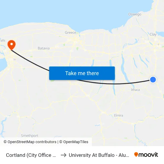 Cortland (City Office Building) to University At Buffalo - Alumni Arena map
