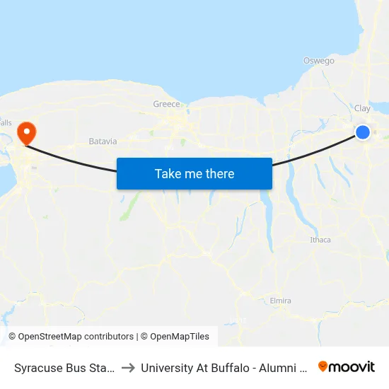 Syracuse Bus Station to University At Buffalo - Alumni Arena map