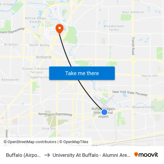 Buffalo (Airport) to University At Buffalo - Alumni Arena map