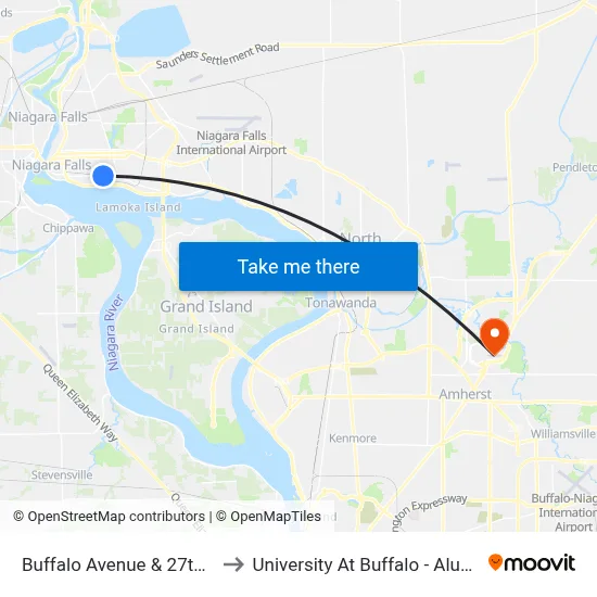 Buffalo Avenue & 27th Avenue to University At Buffalo - Alumni Arena map