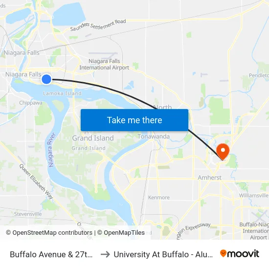 Buffalo Avenue & 27th Avenue to University At Buffalo - Alumni Arena map