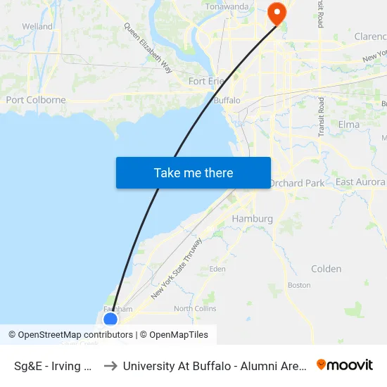 Sg&E - Irving Ob to University At Buffalo - Alumni Arena map