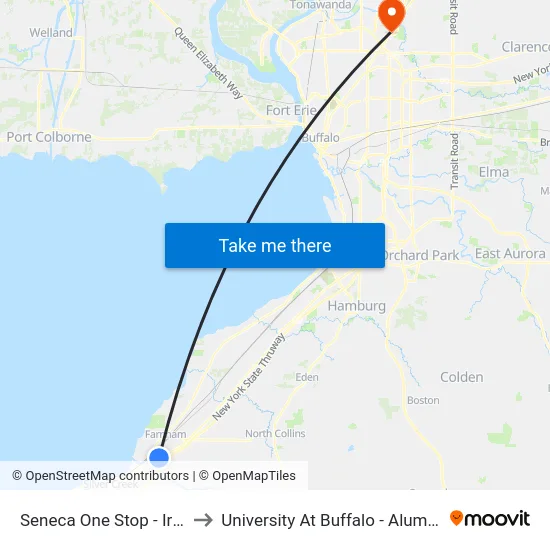 Seneca One Stop - Irving Ib to University At Buffalo - Alumni Arena map
