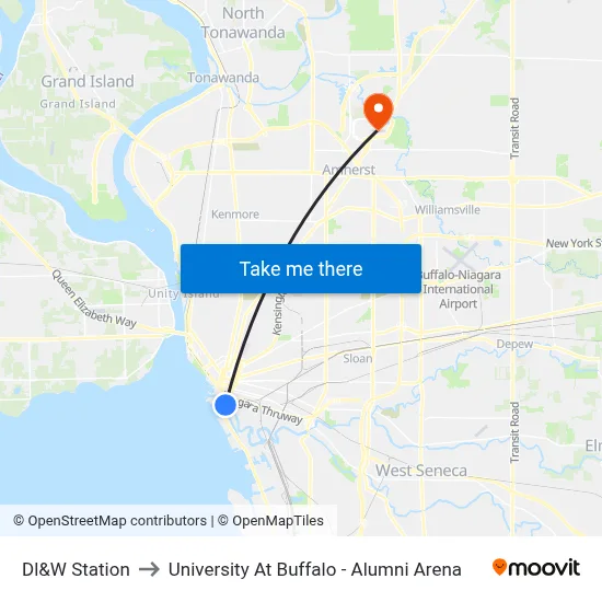 Dl&W Station to University At Buffalo - Alumni Arena map