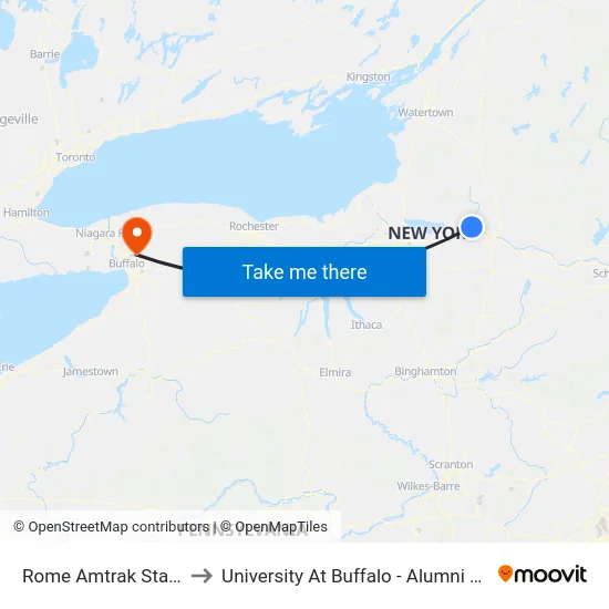 Rome Amtrak Station to University At Buffalo - Alumni Arena map
