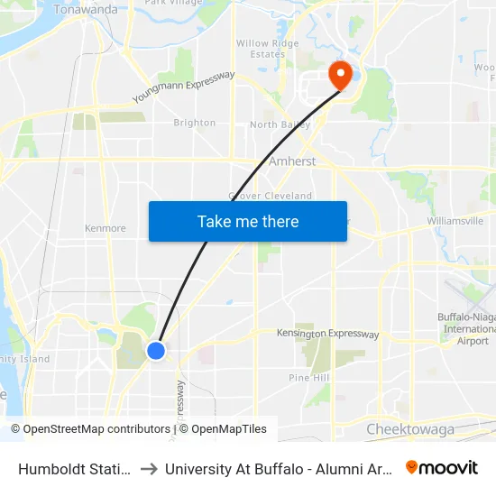 Humboldt Station to University At Buffalo - Alumni Arena map