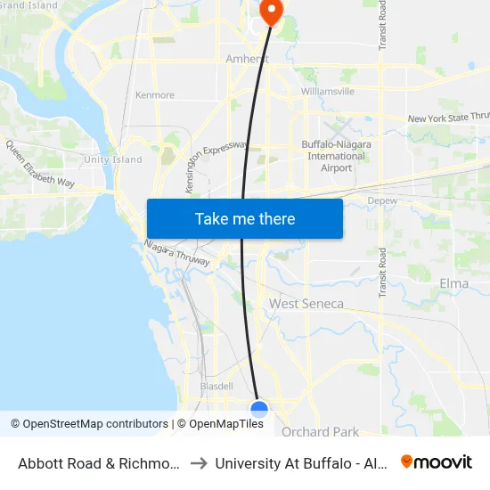 Abbott Road & Richmond Avenue to University At Buffalo - Alumni Arena map