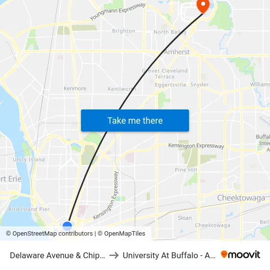 Delaware Avenue & Chippewa Street to University At Buffalo - Alumni Arena map