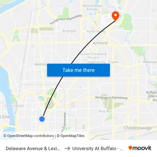 Delaware Avenue & Lexington Avenue to University At Buffalo - Alumni Arena map