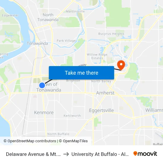 Delaware Avenue & Mt. St. Marys to University At Buffalo - Alumni Arena map