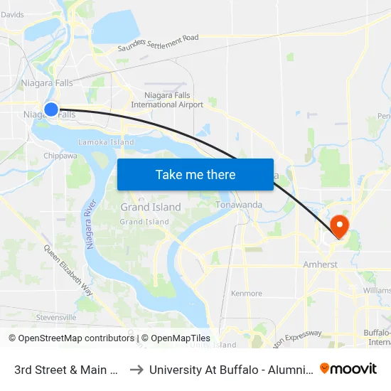 3rd Street & Main Street to University At Buffalo - Alumni Arena map