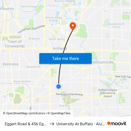 Eggert Road & 456 Eggert Road to University At Buffalo - Alumni Arena map