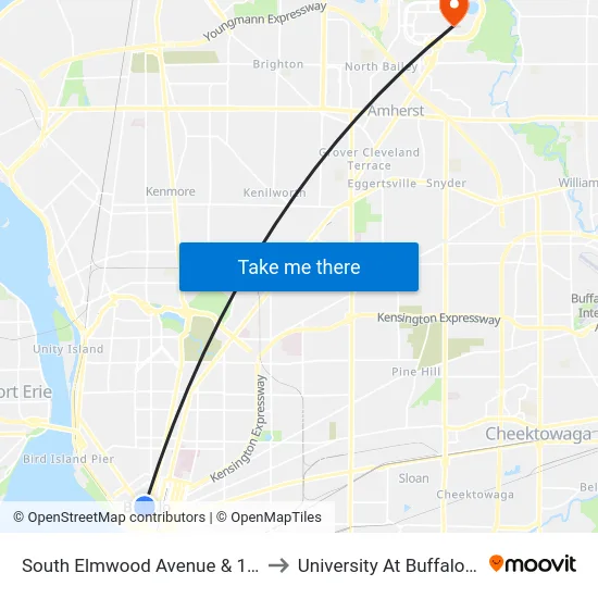 South Elmwood Avenue & 130 South Elmwood to University At Buffalo - Alumni Arena map