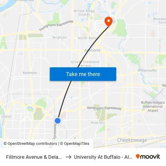 Fillmore Avenue & Delavan Avenue to University At Buffalo - Alumni Arena map