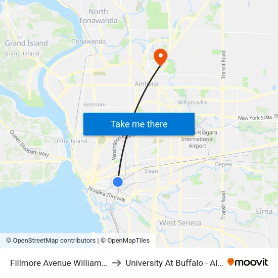 Fillmore Avenue & William Street to University At Buffalo - Alumni Arena map