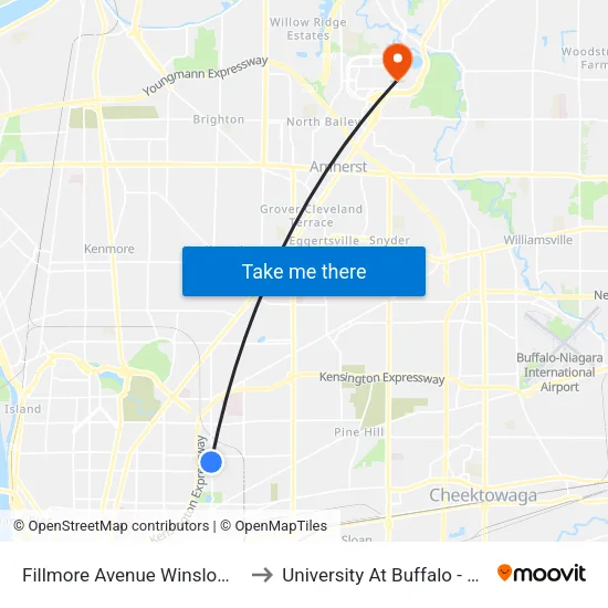 Fillmore Avenue Winslow Avenue Sout to University At Buffalo - Alumni Arena map