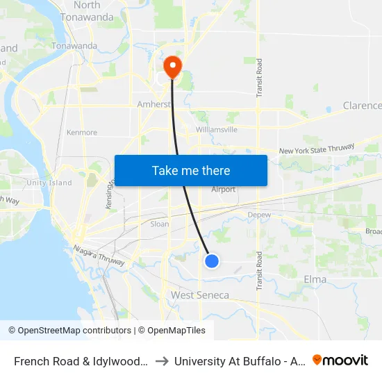 French Road & Idylwood Apartments to University At Buffalo - Alumni Arena map