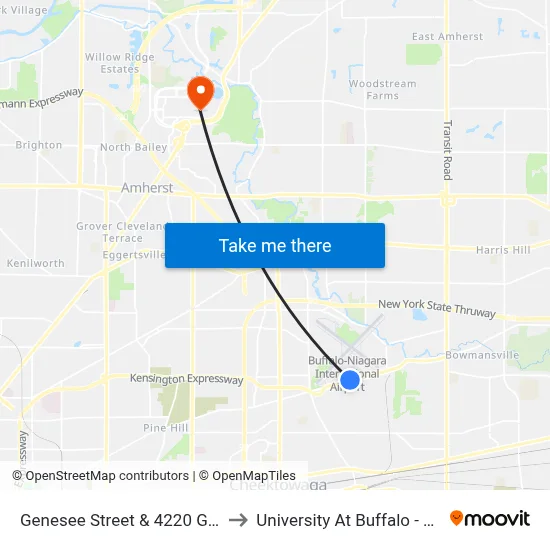 Genesee Street & 4220 Genesee Street to University At Buffalo - Alumni Arena map