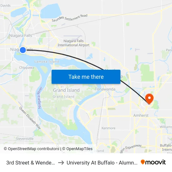 3rd Street & Wendel Way to University At Buffalo - Alumni Arena map