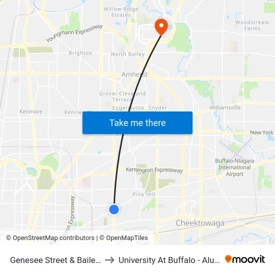 Genesee Street & Bailey Avenue to University At Buffalo - Alumni Arena map