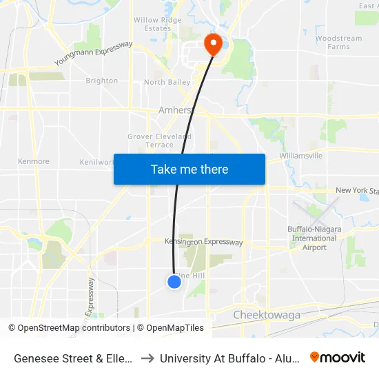 Genesee Street & Eller Avenue to University At Buffalo - Alumni Arena map
