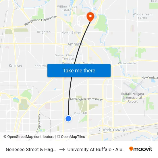 Genesee Street & Hagen Street to University At Buffalo - Alumni Arena map