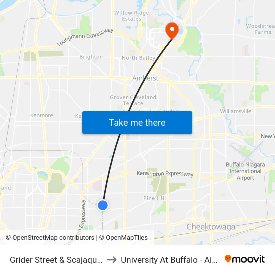 Grider Street & Scajaquada Street to University At Buffalo - Alumni Arena map