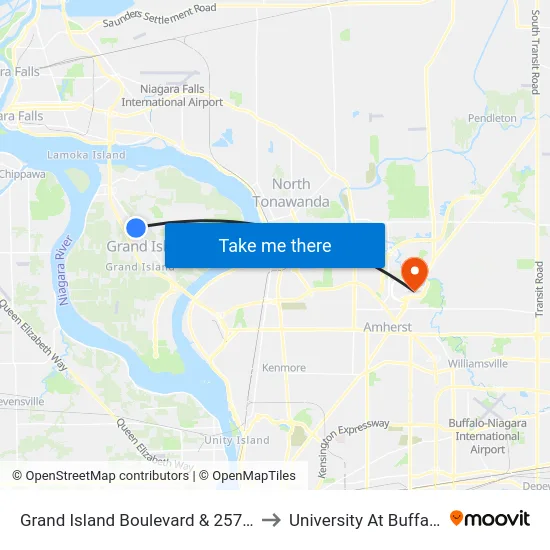 Grand Island Boulevard & 2570 Grand Island Boulevard to University At Buffalo - Alumni Arena map