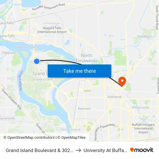 Grand Island Boulevard & 3026 Grand Island Boulevard to University At Buffalo - Alumni Arena map