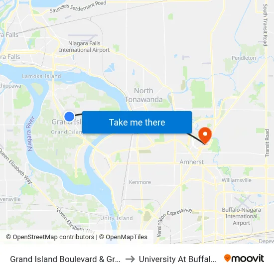 Grand Island Boulevard & Grand Island Boulevard to University At Buffalo - Alumni Arena map