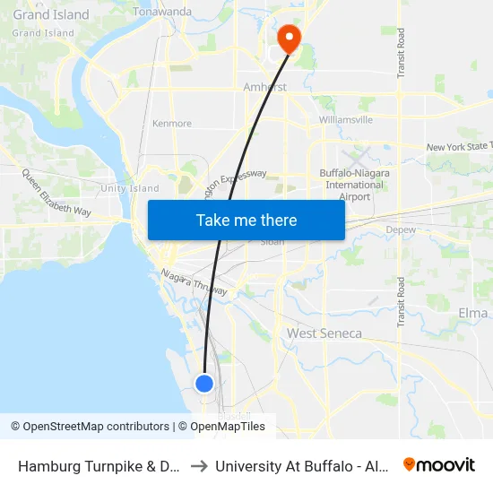 Hamburg Turnpike & Dona Street to University At Buffalo - Alumni Arena map