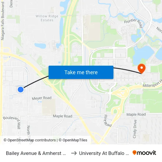 Bailey Avenue & Amherst Development Park to University At Buffalo - Alumni Arena map