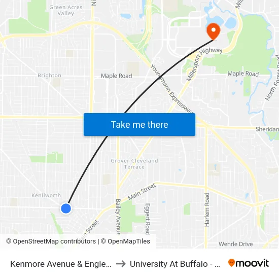 Kenmore Avenue & Englewood Avenue to University At Buffalo - Alumni Arena map