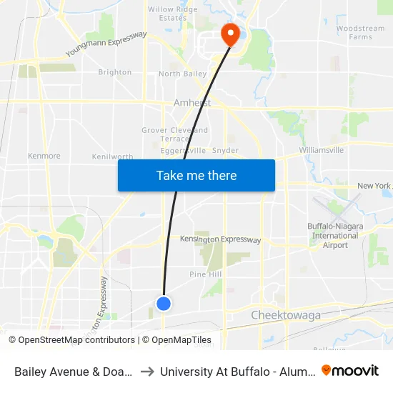 Bailey Avenue & Doat Street to University At Buffalo - Alumni Arena map