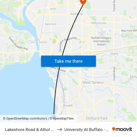 Lakeshore Road & Athol Springs Transit to University At Buffalo - Alumni Arena map