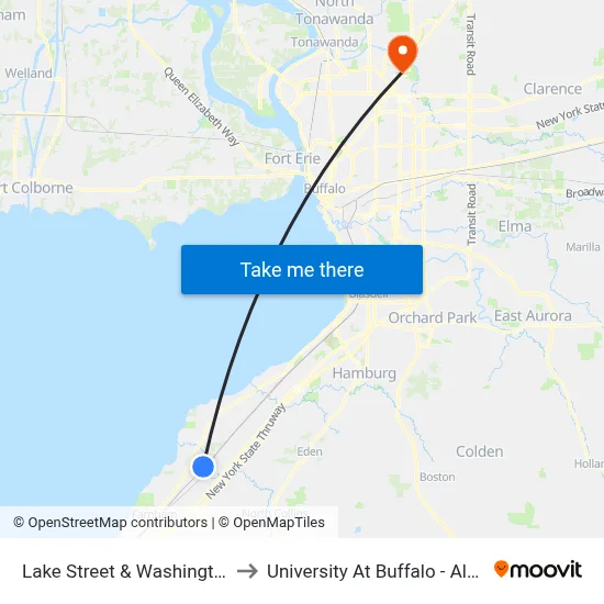 Lake Street & Washington Avenue to University At Buffalo - Alumni Arena map