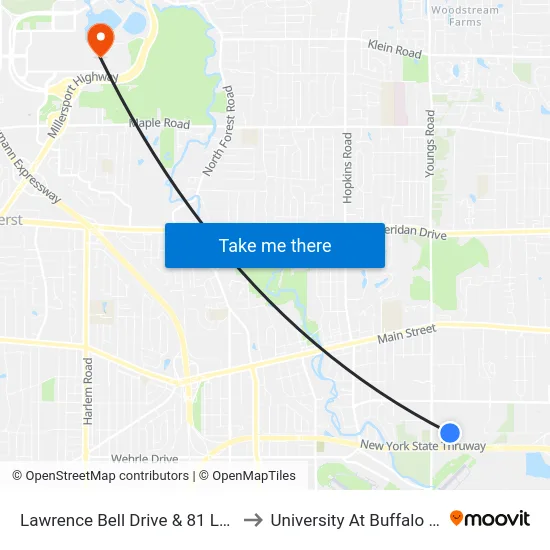 Lawrence Bell Drive & 81 Lawrence Bell Drive to University At Buffalo - Alumni Arena map