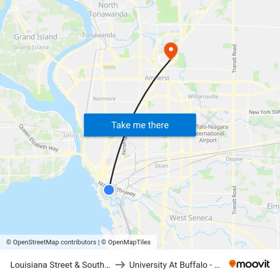 Louisiana Street & South Park Avenue to University At Buffalo - Alumni Arena map
