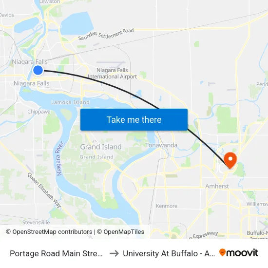 Portage Road Main Street South Fars to University At Buffalo - Alumni Arena map